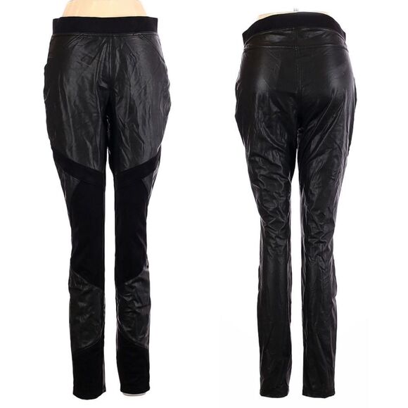 NWT HUE Faux Suede Moto Leatherette Leggings M - Picture 1 of 9
